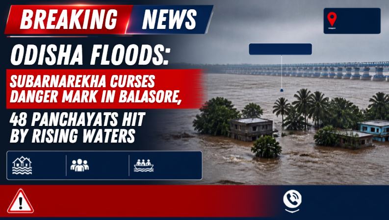 Odisha Floods: Subarnarekha Crosses Danger Mark in Balasore, 48 Panchayats Hit by Rising Waters